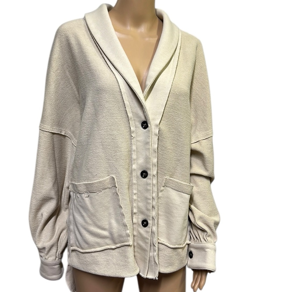 Blue B Cream Tan Button Up Double Pocket Collared Jacket Womens Large
